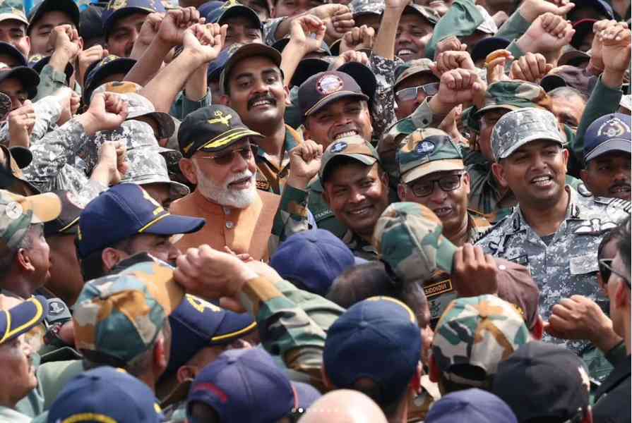 PM Modi at Adampur Air base amongst troops